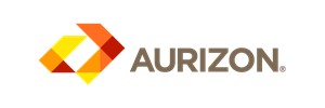 Logo: Warm orange and yellow shaded rectangles combine to form a very stylized outline of Australia, next to 'Aurizon' in dark grey text