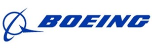 Logo: A dark blue circle with a styllised ring, suggesting an orbit next to the text 'Boeing' in the same blue