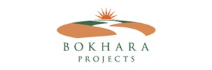 Logo: a sunrise over landscape, over 'BOKHARA' over 'PROJECTS' in green text