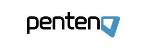 Logo: 'penten' in black text, followed by an angled blue rectangle