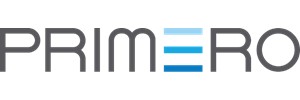 Logo: 'Primero' in grey text, the 'E' is stylised to three blue stripes, resembling a capital letter 'E'