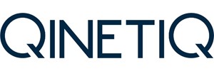 Logo: 'QINETIQ' in thin dark blue text