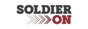 Logo: 'SOLDIER' in black text above a series of red arrows pointing to 'ON' in red text