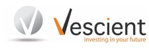 Logo: a white 'V' in a grey circle, nect to 'Vescient' in black text above 'investing in your future' in small orange text