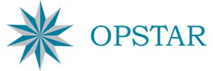 Logo: a grey and teal ten-pointed star, resembling a compass  next to 'OPSTAR' in large teal text