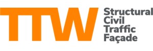 Logo: 'TTW' in large orange text, next to 'Structural, Civil, Traffic, Façade' in small grey text