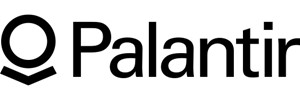 Logo: a black circle resting on a chvron, bext to clear black text 'Palantir'