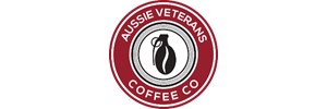 Logo: White text 'AUSSIE VETERANS COFFEC CO' inside a red ring around a black hand-grenage which is also a coffee bean