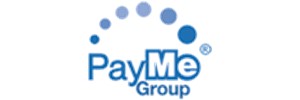 Logo: Blue text 'PayMe' above smaller blue text 'Group' all below a loop of blue dots