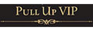 Logo: gold text 'Pull Up VIP' above a gold embelishment, all on a black background