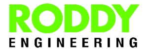 Logo: Large bright green text 'RODDY' above smaller black text 'ENGINEERING'