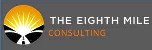 Logo: an image of a road heading towards a sunrise, next to white text 'THE EIGHTH MILE' over orange text 'CONSULTING'