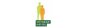 white background with green soldier silhouette and orange boy silhouette in front. Veteran Mentors text below in white with green background