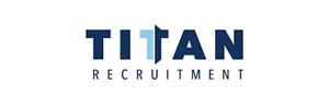 TITAN in bold blue capitals with Recruitment in light blue text below