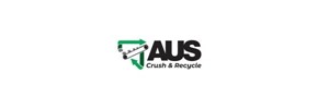 AUS Crush & Recycle text. Green arrows depicting a recycling and conveyor belt in the centre