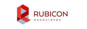 Rubicon associates text in red with red letter R to the left 