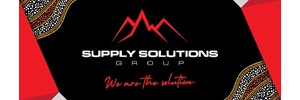 Supply Solutions Group We are the Solution in white on black background. Indigenous artwork on the sides 