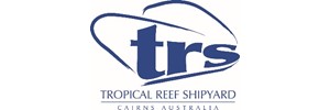 trs in blue letters with swirl around. Tropical Reef Shipyard Cairns Australia text below 