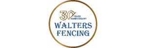 Walters Fencing with gold circle and 30 year anniversary text at the top 