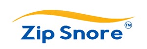 Zip Snore text in blue with yellow horizontal wave above 