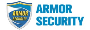 Armor Security in blue text. Blue shield on the left. 