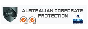 Australian Corporate Protection text with shield to the right. Other logos below 