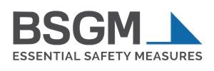 BSGM Essential Safety Measures text with blue triangle to the right