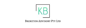 KB in bold aqua letters. Brereton Advisory Pty Ltd below in small black text 