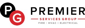 Premier Services group text with Black and Red circles to the left with letters P,G