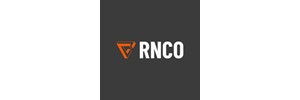 RNCO in white, black background. Orange logo to the left 