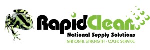 Rapid Clean National supply solutions text with green frog on the left 