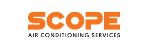 SCOPE in orange, Air Conditioning Service below in black 