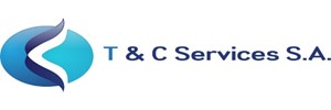 T&C Services S.A. in blue text. Blue circle and swish to the left