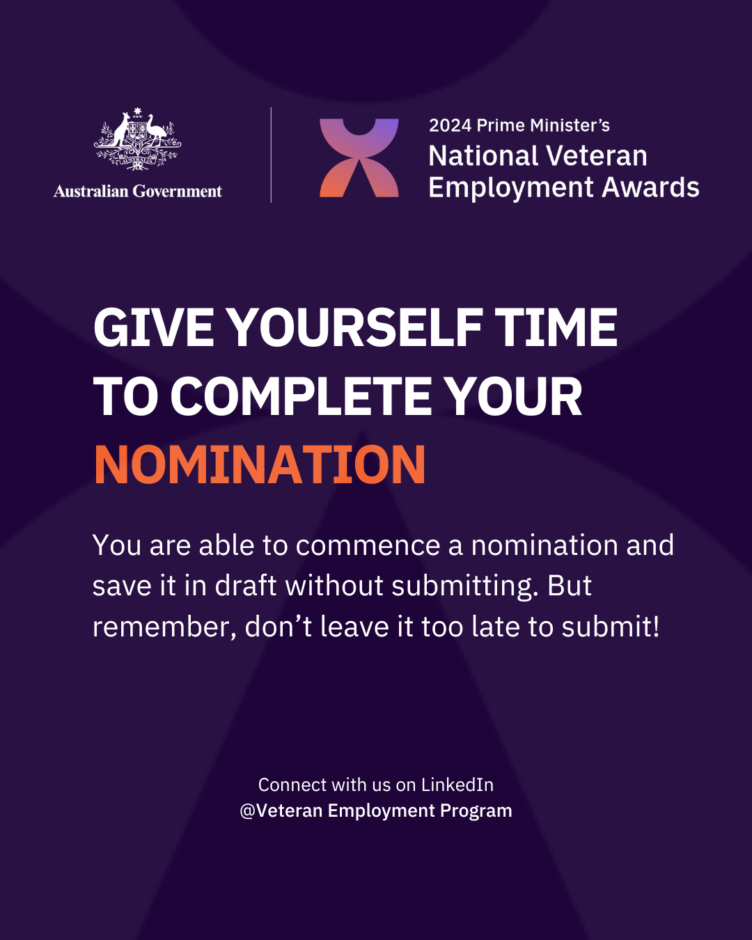 Awards tile - give yourself time to complete your application