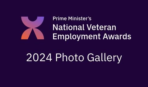 PMNVEA logo, white text on dark purple background; Prime Minister's National Veteran Employment Awards, 2024 Photo Gallery