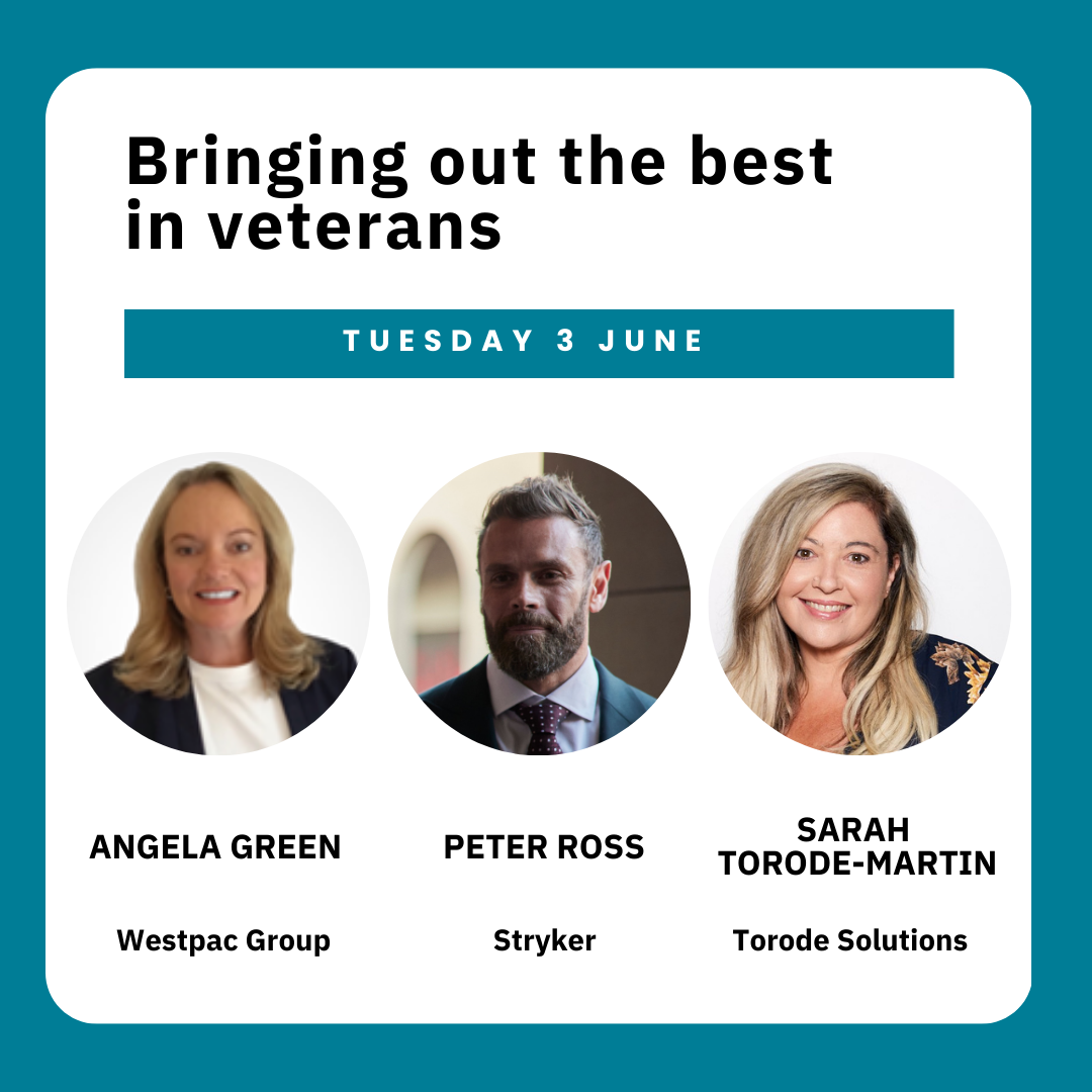 Title Bringing out the best in veterans with images of three siling professionals:  Angela Green, Peter Ross and Sarah Torode-Martin